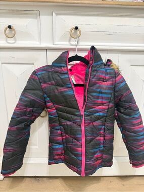 SO Bright Ski Puffer Jacket With Fur Hood, Size 7/8, New